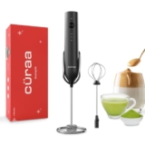 CÜRAA Milk Frother for Coffee | Rechargeable, 3-Speed Electric Frother with Stand | Handheld Coffee Beater for Lattes, Cappuccino & Hot Chocolate | By Chef Sanjyot Keer
