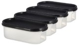 Amazon Brand – Solimo Antimicrobial Modular Plastic Storage Containers with Lid (525 ml Each) | Stackable | BPA-Free | Microwave Safe | Multipurpose Use for Snacks, Spices, & More (Set of 4) (Black)