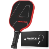 AMPICKLE Pickle Ball Paddle,Fiberglass Pickleball Paddle,Frosted Surface Pickleball Rackets, USAPA Standards，Oversized Sweet Spot Pickle Ball Paddle for Indoor Outdoor (A-Line Red)