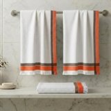Athom Living Light Weight Cotton Premium Waffle Border Bath Towel 75×150 cm Pack of 3
