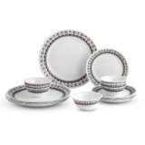 CELLO Lumina Imperial Plus Series Opalware Dinner Set of 19 Pieces For Family of 6 | Bone-Ash Free & Leadfree Opal Glass Microwave & Dishwasher Safe Crockery Plates & Bowls Set For Daily Use & Gifting