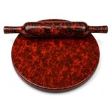 SSA Waterproof MDF Chakla Belan Set | 10 Inch Waterproof Rolling Board with 12 Inch Wooden Belan | Handcrafted Marble Design | Non Slip Surface | Roti Chapati Paratha Puri Dough Roller | Red Kitchen