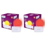 Philips Joy Vision Coral Rush 0.5W LED Night Lamp | Soft White Glow | Energy Efficient | Plug-in Prong Design | Ideal for Bedroom, Kids Room & Hallway (Red, Pack of 2)