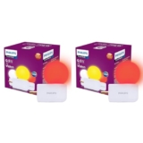 Philips Joy Vision Coral Rush 0.5W LED Night Lamp | Soft White Glow | Energy Efficient | Plug-in Prong Design | Ideal for Bedroom, Kids Room & Hallway (Red, Pack of 2)