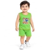 Kids Boys Cotton Printed Sleeveless Top & Bottom Set, 0-3 Months