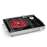 Wonderchef Evita Neo Infrared Electric Cooktop with Crystal Glass for Kitchens, 2200W, BBQ Grill Included, 4 Pre-set Functions, Compatible with Steel, Ceramic, Cast-iron, Aluminium, 2-Yr Warranty