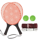 Amazon Brand – Jam & Honey Honeycomb Paddle Racket Set with Net, 2 Rackets & 2 Balls, Indoor Outdoor Family Game for Kids & Adults 3+ Years, BIS Certified Child Safe (Orange)
