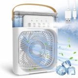 MEDALLIX Mini Cooler for Room Cooling, Portable Mini AC with 7 LED Colors, 1/2/3 Hours Timer, 3 Wind Speeds & 3 Spray Modes for Office, Home, Dorm, Bedroom, Kitchen, Outdoor, Travel (Multicolor)