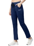 Pinkmint Women’s Cotton Track Pants with Both Side Pockets | Elastic Waist & Drawstring | Regular Fit | Lounge, Gym & Casual Wear Navy Blue