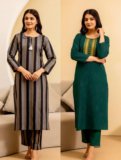 BILANZA Women Striped Straight Kurta(Multicolor)
