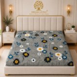 DREAM LIVING Microfiber Double Flat 110 TC Printed 1 Bedsheet(Grey)