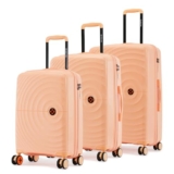 Nasher Miles Seattle Hard-Sided Polypropylene Luggage Set of 3 | 55cm, 65cm & 75cm | 8 Wheels Small, Medium & Large Trolley Bag for Travel | Suitcase (Peach)