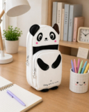 Happy Shopping Store Women White Panda Cosmetic Pouch Genuine Art Artificial Leather Pencil Box(Set of 1, White)