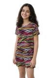 Ninos Dreams Cotton Knit Half Sleeves Stripes Print Night Suit- Multicolor