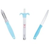 Anjali 3-Piece Kitchen Tool Set – 1 Knife, 1 Peeler, 1 Lighter – Ideal for Cooking, Food Prep, and Daily Uses in Home and Kitchen- Blue