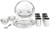 Steelcraft Premium Stainless Steel Royal Dinner Set 30 Pcs, High Grade Quality-with Silver Touch Finish, Kitchen Set for Home, Made in India, Steel Colour