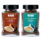 Rage Coffee Silk Blend Instant Coffee | Belgian Chocolate & Creamy Hazelnut Silk Blend Flavoured Coffee 60 GMs Each | Premium, Bold & Smooth | Pack of 2