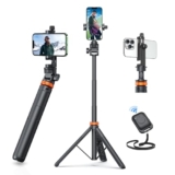 EUCOS 62″ Phone Tripod, Tripod for iPhone & Selfie Stick with Remote, Extendable Cell Phone Stand & Ultimate Phone Holder, Solidest Phone Stand Compatible with iPhone/Android