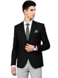 MANQ Men’s Slim Fit Single Breasted Blazer for Men, Notched Lapel, Formal Business, Office, Party, Black, Size 46
