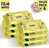 Twittles Soft & Gentle Baby Cleansing Wipes With Lid, 99% Water & Aloe Vera | Pack of 6(6 Wipes)