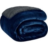 MollisHomes Sherpa Double Bed Blanket 400 GSM, 220×240 cm, Navy Blue