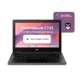Acer Chromebook, MediaTek Kompanio 540 Octa-Core Processor, 4GB RAM, 64GB eMMC, Full HD, 11.6″ inch Display, Chrome OS, Black, 1.2 KG, C725, Arm Mali G57 Graphics, WiFi 6E Laptop