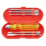 Spartan 5-in-1 Pc Screw Driver Set With 2 Flat Tip Blades(3.5mm & 6mm), 2 Phillips Head(0 & 1) & 1 Round Poker Bar | Ideal for Home Repair, Electrical Work, DIY & General Use (S-6, Yellow)