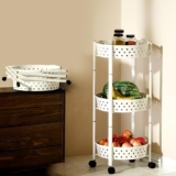Lifelong Kitchen Storage Rack|3-Layer Baskets|Foldable & Rolling Storage Cart|Trolley with Wheels|Vegetable Stand|Onion, Potato & Fruits Rack for Kitchen Organizer (LLKAFB03, White)