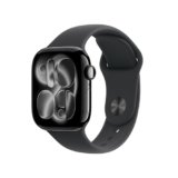Apple Watch Series 11 GPS 42mm Jet Black Aluminium Case with Black Sport Band – M/L