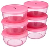 Amazon Brand – Solimo Plastic Nestable Round Container | Set of 6 | 900 ml | Pink