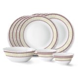 Larah by Borosil Elega Fluted Series Opalware Dinner Set Of 4 Full Plate, 4 Quarter Plates, 4 Veg Bowls and 1 Serving Bowl | Bone-Ash Free Crockery Set for Dining Table (White, 13 Pieces)