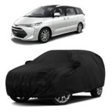Sulfar 100% Water Resistant Car Body Cover Compatible with Mirror & Antenna Pockets for Toyota Previa (Triple Stitched, Full Bottom Elastic, Black)