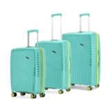LAttitude By Provogue Core Set of 3 Trolley Bags Cabin + Medium + Large Polypropylene Hard Suitcase, 8 Spinner Wheels, Recessed Number Lock, Luggage for Men & Women Aegean Blue/Meadow Yellow