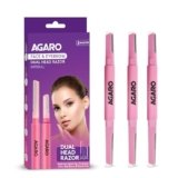 AGARO Imperial Face & Eyebrow Razor for Women (Pack of 3) | Dual Blade Head with German Blades | Easy Facial Hair Shaping & Shaving | Reusable up to 5 Times | Rust-Free Durable Blades