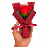 Riyenio Artificial Mini Rose Bouquet for Home Decor | Premium Single Rose Flower with Luxury Wrapping | Gift Decorative Rose for Birthday, Anniversary,Valentine’s Day,Wedding,Office & Bedroom (RED)