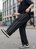 CherryBerry Striped Men Black Track Pants