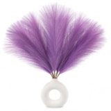Artificial Pampas Grass Set of 3 for Home Decor,Fluffy Dried Flower Stems for Vase Decoration, Boho Table Centerpiece, Artificial Flowers for Living Room Bedroom Office Decor (Purple)