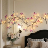 Riyenio Butterfly LED Branch Wall Light with 48 White LEDs, 71 in USB Powered Flexible Vine Twig Fairy Lights, 8 Lighting Modes, DIY Decorative Wall Lights for Bedroom, Living Room