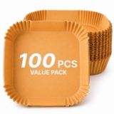DALUCI Air Fryer Paper Liners 100 PCS | Disposable Parchment Paper Sheets for Air Fryer | Oil Proof Non Stick Baking Paper for Frying, Baking, Roasting & Cooking | Square – 8 Inch