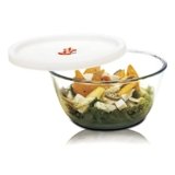 SignoraWare Borosilicate Glass Mixing Bowl with Lid & Steam release Knob | Microwave safe | Heat Resistant | Direct Fridge to Oven | Ideal for storing , Reheating & Serving (Clear | 500ml)