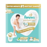 Pampers Premium Care Pant Style Baby Diapers XL 72 Count | No Marks Design | Voted India’s #1 Softest Diaper | All in 1 diaper with 360 Cottony Softness
