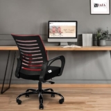 IAFA FURNITURE Diego Office Chair with Height Adjustable Mechanism, Ergonomic Mid-Back Mesh Design,Heavy Duty Metal Base,Adjustable Support, Multi-Adjustment Revolving Chair (Red) (DIY)