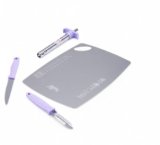 Anjali 4-Piece Kitchen Tool Set – 1 Knife, 1 Peeler, 1 Chopping Board, 1 Lighter – Ideal for Cooking, Food Prep, and Various Uses for Home & Kitchen- Purple