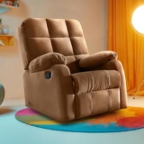 Sleepyhead RX5 Designed by Duroflex – Single Seater Fabric Manual Recliner with Durable Spring Support | Stylish Upholstery | Snug Fit for Luxurious Comfort (Cocoa Brown)
