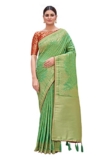 Monjolika Fashion Women’s Woven Silk Saree With Blouse Piece (4503_Light Green)