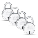 Link Lock Brass S Round 65Mm_Double Locking Padlock (Silver, Pack of 4) Made in Aligarh.