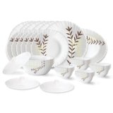 Larah by Borosil Oak Fluted Series Opalware Dinner Set | 31 Pieces for Family of 6 | Microwave & Dishwasher Safe | Bone-Ash Free | Crockery Set for Dining & Gifting | Plates & Bowls | White