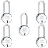 Link® 50mm New Round Long Shackle Padlock 5Pcs Set | 50,000 Key Combinations | Made in India | Double Locking | Steel Body | Iron Lever| 3 Keys for Each Padlock