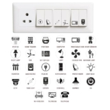 JEMOX Stickers for Switch Board for Home Wall Switches, Contain All Common Switch Stickers (Transparent Black & White) (SW-BLK02) 300pcs