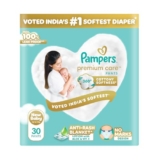 Pampers Premium Care Pant Style Baby Diapers XS 30 Count | No Marks Design | Voted India’s #1 Softest Diaper | All in 1 diaper with 360 Cottony Softness